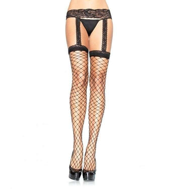 Calze a Rete Nero per Reggicalze, Taglia O/S, Eleganza e Comfort